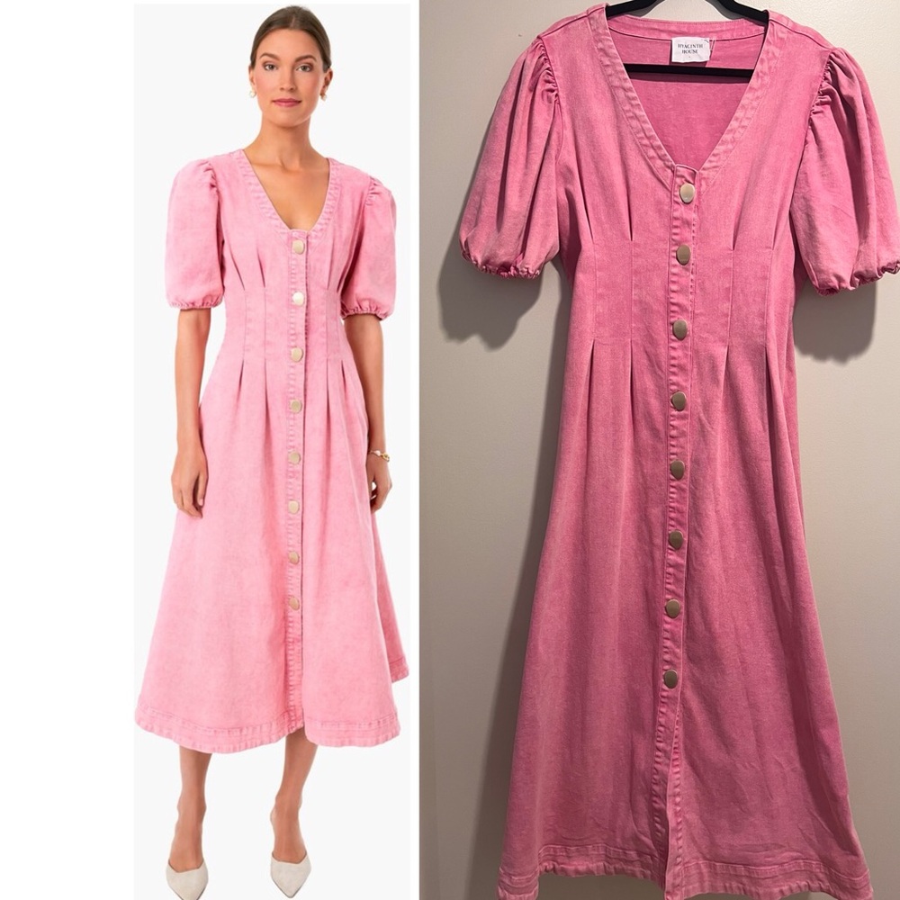 Tuckernuck Hyacinth House Pink Button-Down Midi Dress